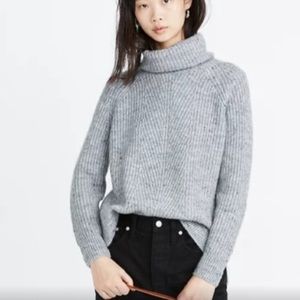 Madewell Mercer Turtleneck Wool Blend Sweater Heather Grey M